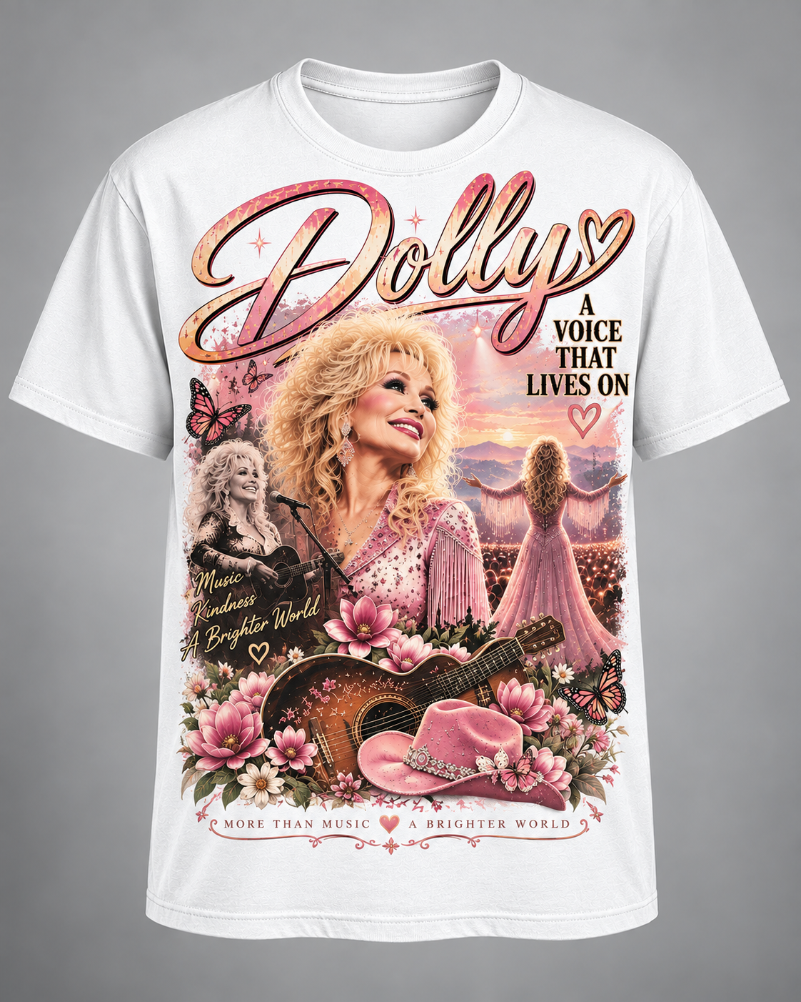 A Voice That Lives On – Dolly Tribute Country Music Tee💗🦋🎸